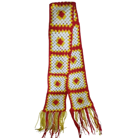 Handmade Crocheted Granny Square Scarf, OS Long - Picture 2 of 4